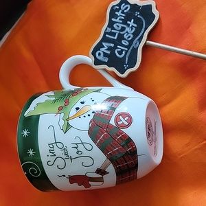 Fitz and Floyd Holly Hat Snowman Mug